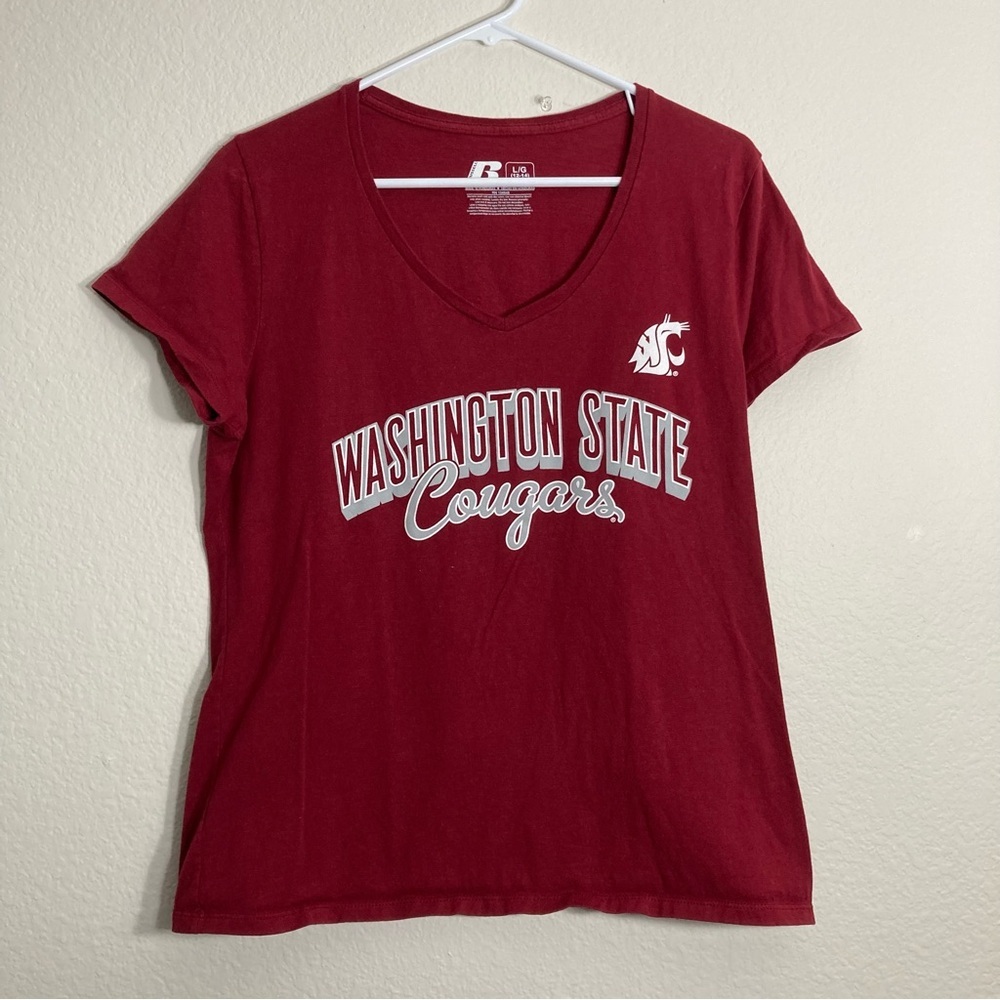Washington State Logo Tee - Red/White - Womens Large